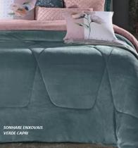 Edredom plush inove liso casal 2,2x2,4 verde capri