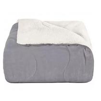 Edredom Plush Sherpa Queen Cinza Liso - Hedrons Edredom Plush Sherpa Queen Cinza Liso - Hedrons
