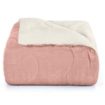 Edredom Plush/Sherpa Solteiro Liso Rosa Poema - Hedrons