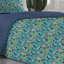 Edredom Portallar Casal Malha Mista 70% Algodão e 30% Poliéster Disney Mickey Love Ny 2,00mx220m Azul