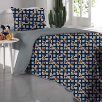 Edredom Portallar Solteiro Malha Mista Disney Mickey Mescla 1,50 x 2,20 Cinza