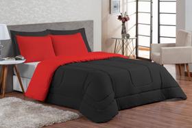 Edredom Queen 100% Algodão Dupla Face Vermelho E Preto Edredom Queen 100% Algodão Dupla Face Vermelho E Preto