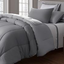 Edredom Queen 300 Fios Naturalle Duo 03 Peças Prata/Grafite