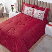 Edredom Queen Paixão Bordado 5 Peças - Love You - Aquarela Enxovais