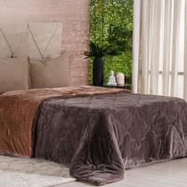 Edredom Queen Plush Bicolor Dupla Face 100% Poliéster 220x240cm Marrom
