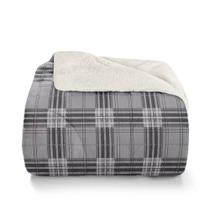 Edredom Queen Plush Sherpa Coberdrom Estampado Check