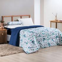 Edredom Queen Quality 100% Algodão 01 Peça Geometrico Azul