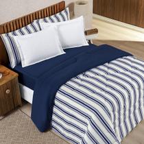 Edredom Sally Queen Malha 1pç - 100% Algodão - Marinho