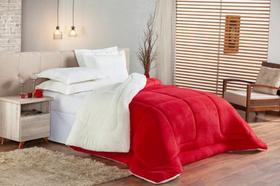 Edredom Sherpa Cobertor Coberdrom Casal Queen 2,40m x 2,20m Grosso - Vermelho - LAURABABY