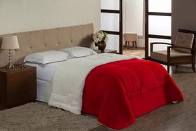 Edredom Sherpa Cobertor E Coberdrom Casal Queen Grosso Cores - vermelho
