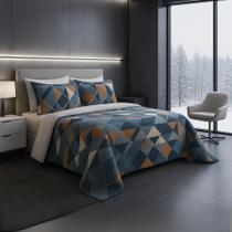 Edredom Sherpa de Alta Qualidade Estampado AZUL GEOMÉTRICO Dupla Face e Super Aconchegante Edredom Sherpa de Alta Qualidade Estampado AZUL GEOMÉTRICO Dupla Face e Super Aconchegante