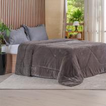 Edredom Sherpa King Dupla Face 100% Poliéster 240x260cm Bene Casa Cinza Terra Edredom Sherpa King Dupla Face 100% Poliéster 240x260cm Bene Casa Cinza Terra