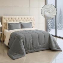 Edredom Sherpa Liso Casal Queen Dupla Face Aconchegante e Quente Edredom Sherpa Liso Casal Queen Dupla Face Aconchegante e Quente