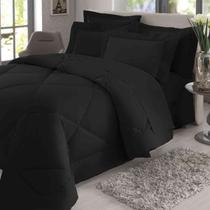 Edredom Solteiro 300 Fios Liso Acetinado Naturalle Preto
