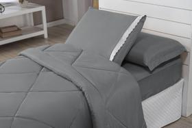 Edredom Solteiro AVULSO Dupla Face Aconchego 01 Peça - Cinza