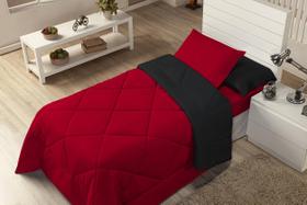 Edredom Solteiro AVULSO Dupla Face Ternura 01 Peça - Vermelho com Preto