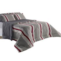 Edredom Solteiro BBC Textil Malha 170x240 cm Listra Cinza 48 Edredom Solteiro BBC Textil Malha 170x240 cm Listra Cinza 48
