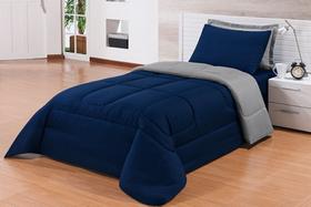 Edredom Solteiro Box 2,20x1,60 Gramatura da Manta 120gr/m2 Marinho com Cinza