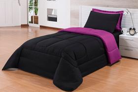 Edredom Solteiro Box 2,20x1,60 Gramatura da Manta 120gr/m2 Preto com Pink