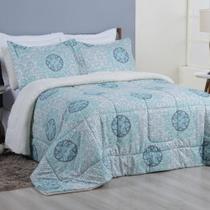 Edredom Solteiro Coberdrom Top Line Estampado Hipercal-sherpa 2 Peças - Lotus