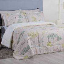 Edredom Solteiro Coberdrom Top Line Estampado Hipercal/sherpa 2 Peças - Natives