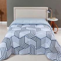 Edredom Solteiro Cobertor Dupla Face Estampado Geometrico