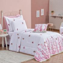 Edredom Solteiro Craft Percal 200 Fios 100% Algodão 3 Peças - Borboletas Edredom Solteiro Craft Percal 200 Fios 100% Algodão 3 Peças - Borboletas
