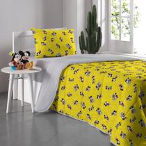 Edredom Solteiro Dupla Face Disney 1 Peça Mickey 90 Anos Amarelo - Portallar