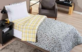 Edredom Solteiro Dupla Face Joy Malha 100% Algodão Estampado 1 Peça