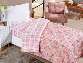 Edredom Solteiro Dupla Face Joy Malha 100% Algodão Estampado 1 Peça Fashion