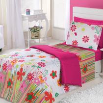Edredom Solteiro Infantil Kids Estampado Garden Pink