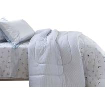 Edredom Solteiro Kacyumara Satinee 300 Fios Noah Branco 7603