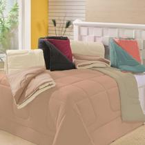 Edredom Solteiro Liverpool Dupla Face Malha Lisa 1 Peça 100% Algodão Bege / Marfim