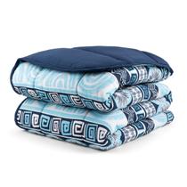 Edredom Solteiro Malha 100% Algodão Fio Penteado Dupla Face Estampado Marinho - Camaria