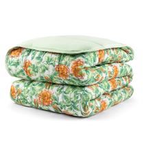 Edredom Solteiro Malha 100% Algodão Fio Penteado Dupla Face Estampado Verde Bebe