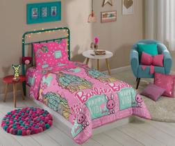 Edredom Solteiro Menina Dupla Face Barbie Rosa Infantil Feminino - Lepper