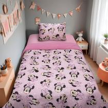 Edredom Solteiro Mickey & Minnie Disney Malha 100% Algodão 150x220cm