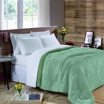 Edredom Solteiro Plush Flannel Bicolor Verde Claro e Escuro - Buettner