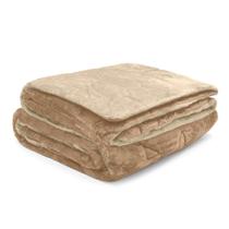 Edredom Solteiro Plush Flannel Dupla Face Bi color Cáqui