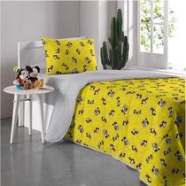 Edredom Solteiro Portallar Malha 100% Algodão Disney Mickey 90A 150mx220m Cinza
