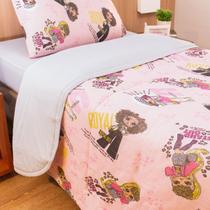 Edredom Solteiro Portallar Malha Misto 70% Algodão e 30% Poliéster Lol OMG Glam 150mx220 Cinza