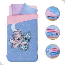 Edredom solteiro stitch disney 1,50x2,20m sherpa quente e macio