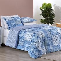 Edredom Super King Florença 200 Fios Dupla Face Azul