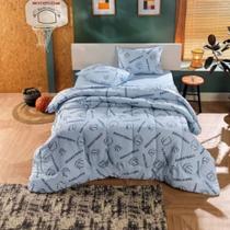 Edredom Teka Kids Basketball Dupla Face - 100% Algodão - Solteiro