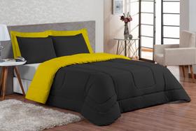 Edredom Ternura Solteiro 4 Peças Dupla Face Preto E Amarelo Edredom Ternura Solteiro 4 Peças Dupla Face Preto E Amarelo