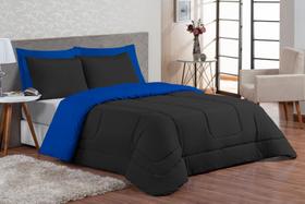 Edredom Ternura Solteiro 4 Peças Dupla Face Preto E Azul Edredom Ternura Solteiro 4 Peças Dupla Face Preto E Azul
