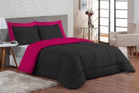 Edredom Ternura Solteiro 4 Peças Dupla Face Preto E Pink Edredom Ternura Solteiro 4 Peças Dupla Face Preto E Pink