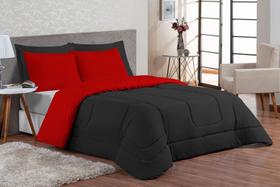 Edredom Ternura Solteiro 4 Peças Dupla Face Preto E Vermelho Edredom Ternura Solteiro 4 Peças Dupla Face Preto E Vermelho