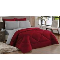 Edredom Ternura Solteiro 4 Peças Dupla Face Vermelho E Cinza Edredom Ternura Solteiro 4 Peças Dupla Face Vermelho E Cinza