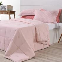 Edredom Toque de Plumas Queen 260 Fios Algodão Rosa Claro Tessi